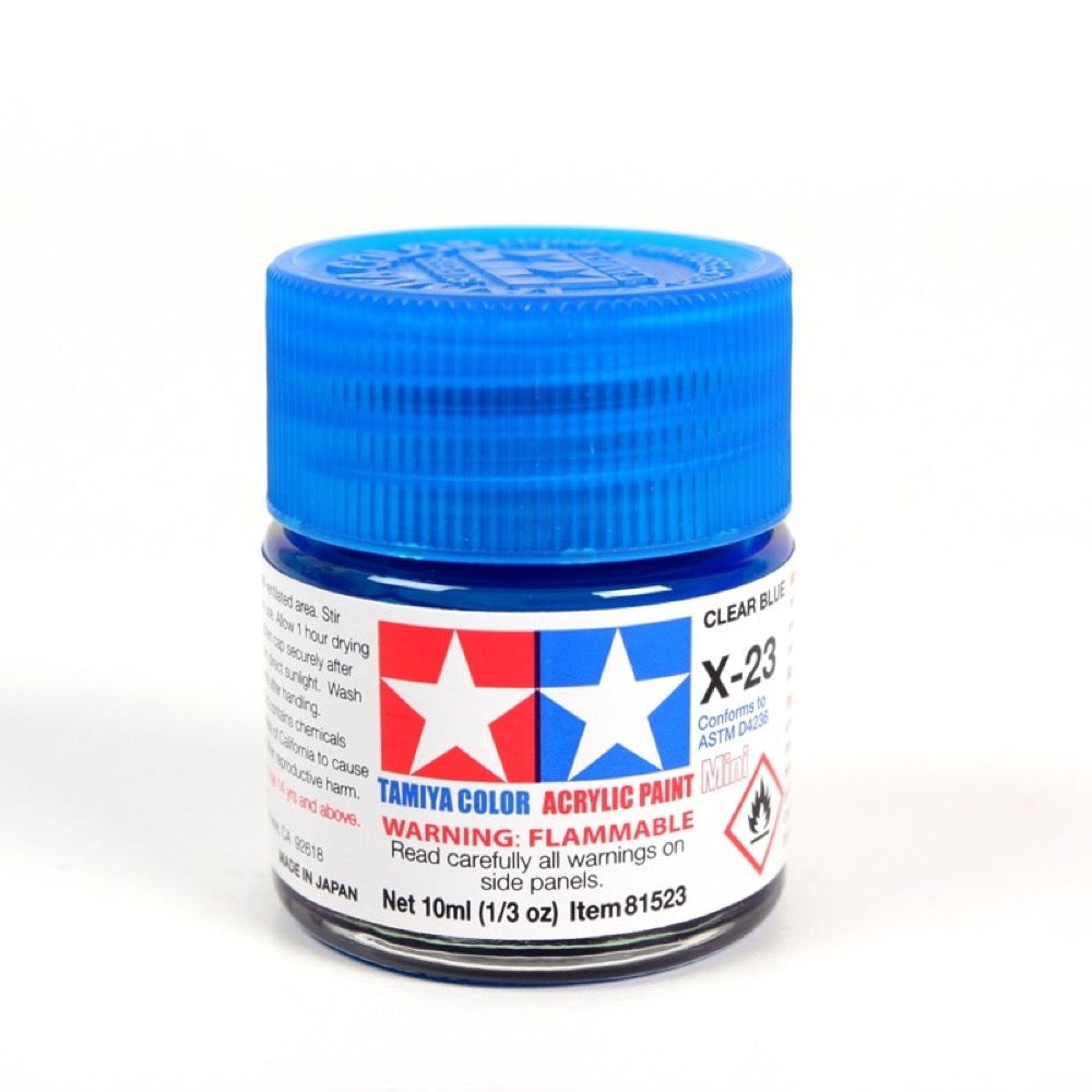 Tamiya 81523 Acrylic Paint X-23 Gloss Clear Blue 10ml