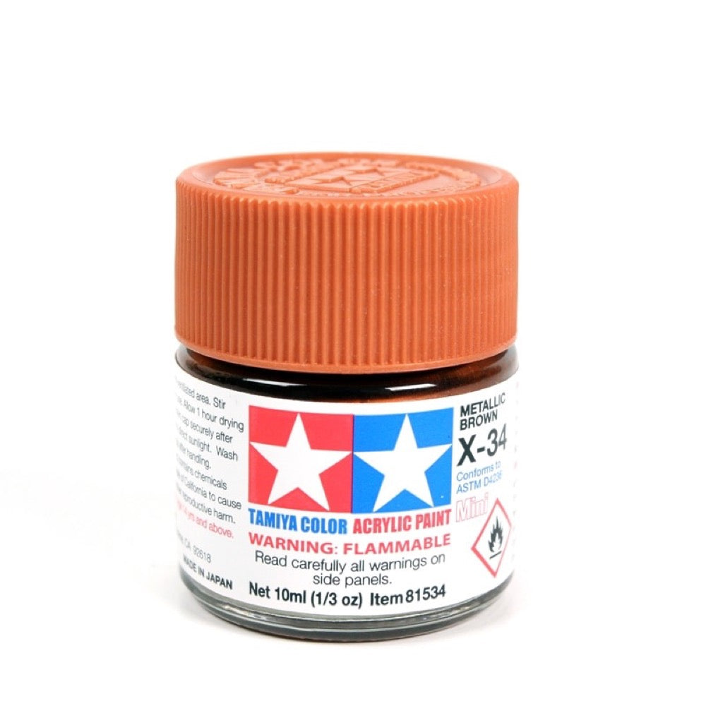 Tamiya 81534 Acrylic Paint X-34 Gloss Metallic Brown (10ml)