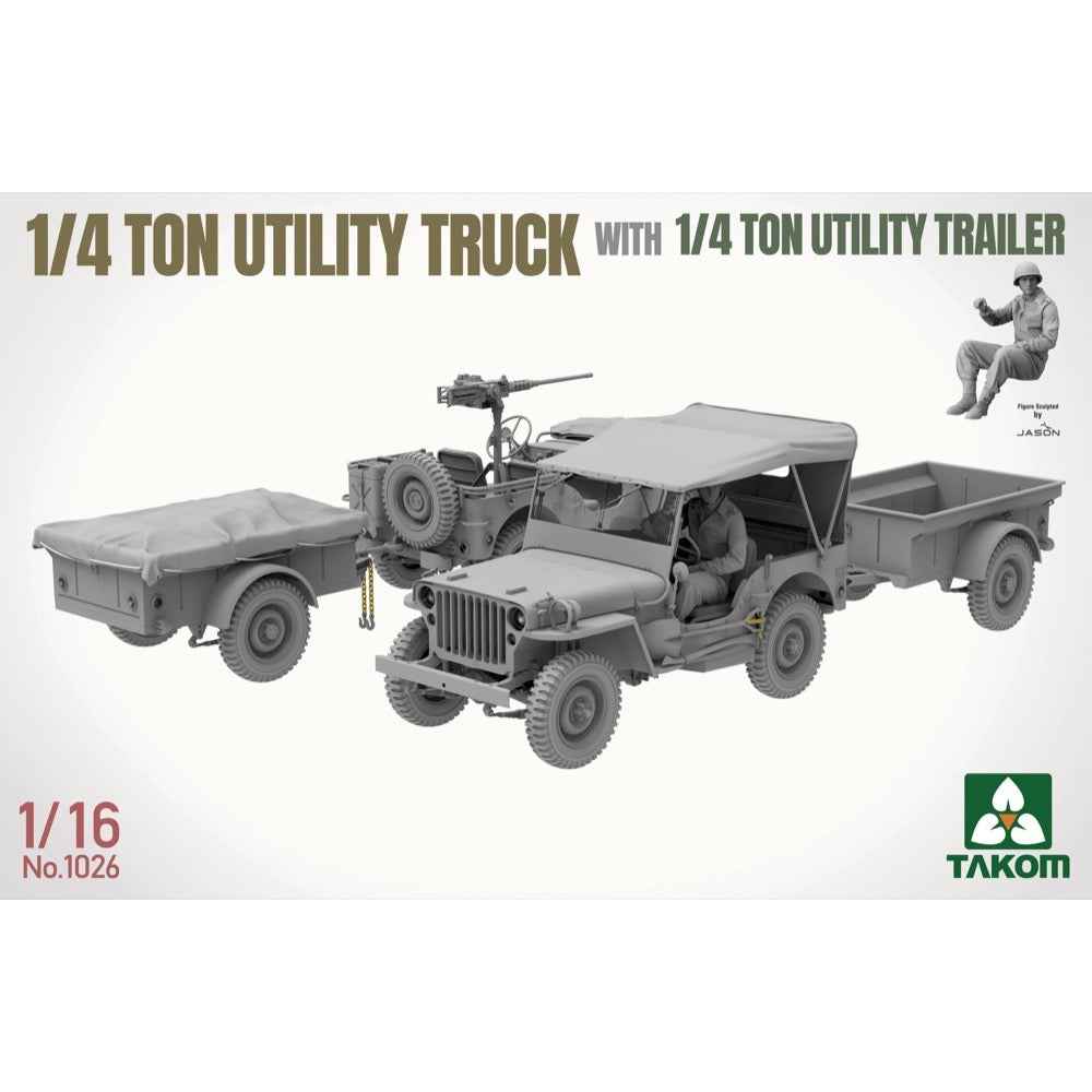 Takom 1/16 1/4 Ton Utility Truck With 1/4 Ton Utility Trailer