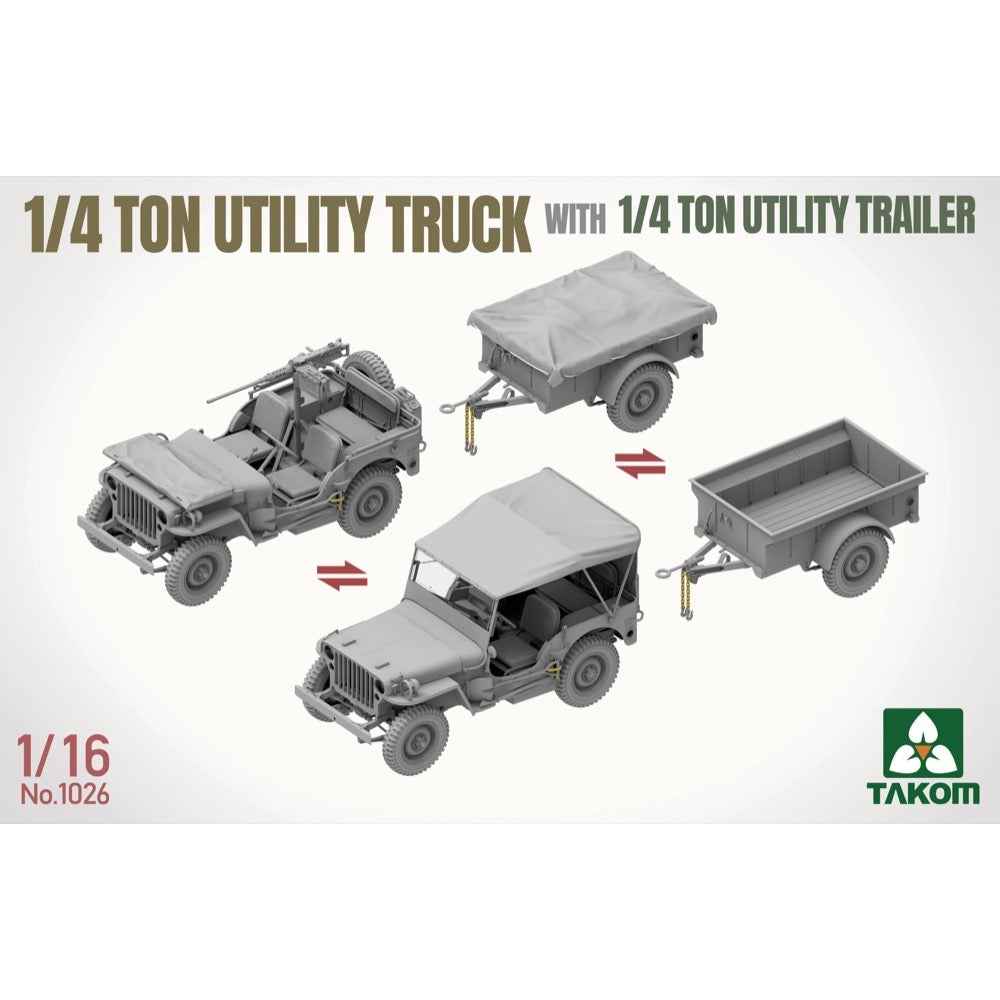 Takom 1/16 1/4 Ton Utility Truck With 1/4 Ton Utility Trailer
