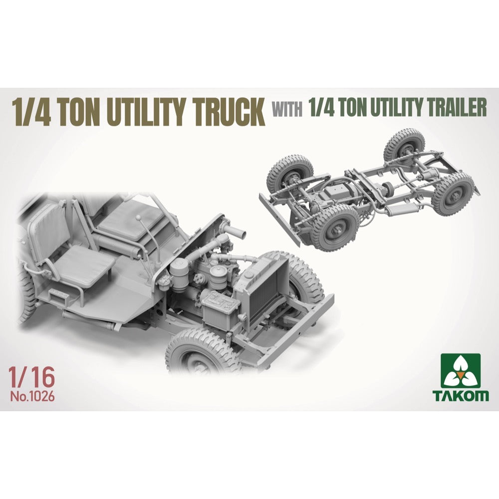 Takom 1/16 1/4 Ton Utility Truck With 1/4 Ton Utility Trailer