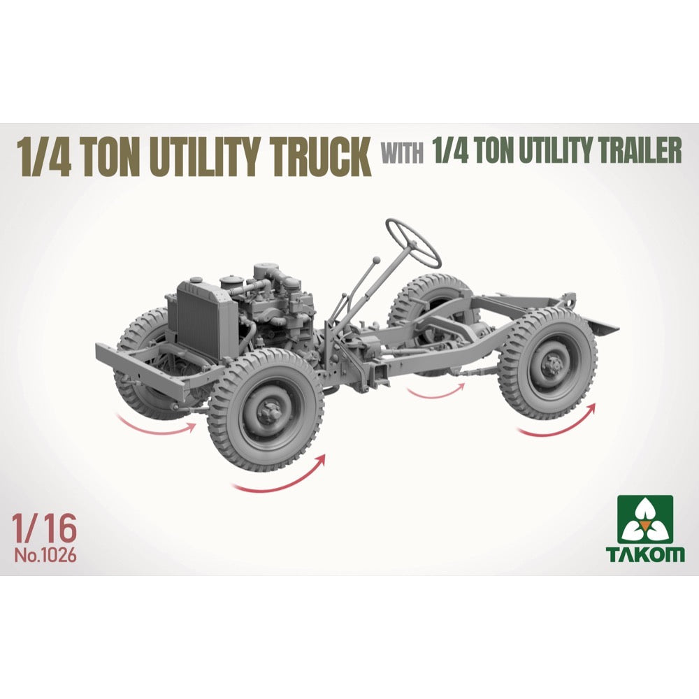 Takom 1/16 1/4 Ton Utility Truck With 1/4 Ton Utility Trailer