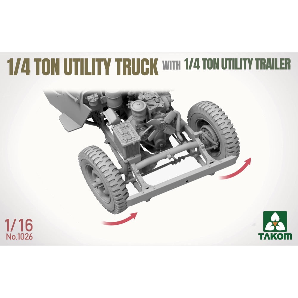 Takom 1/16 1/4 Ton Utility Truck With 1/4 Ton Utility Trailer