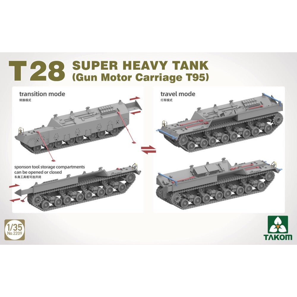 Takom 1/35 T28 Super Heavy Tank Gun Motor Carriage T95
