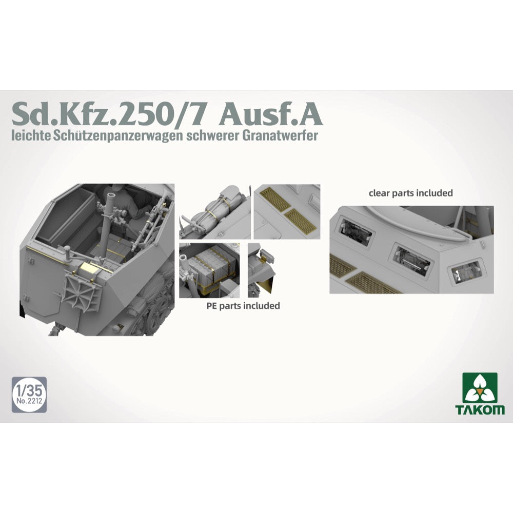 Takom 1/35 Sd.Kfz.250/7 Ausf.A Leichter Sch√ºtzenpanzerwagen Schwerer Granatwerfer Model Kit