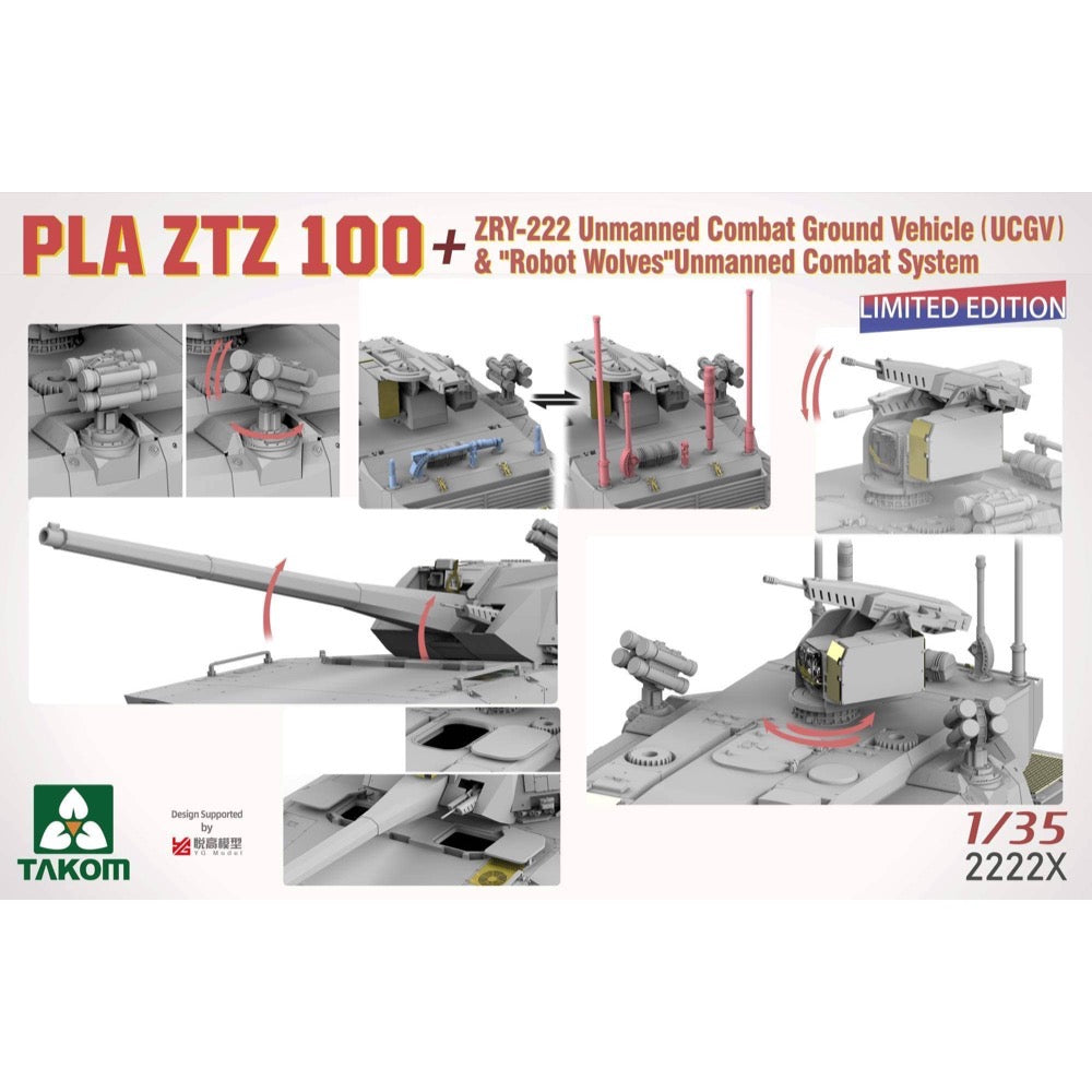 Takom 1/35 PLA ZTZ 100 + ZRY-222 Unmanned Combat Ground Vehicle Robot Wolves Unmanned Combat System