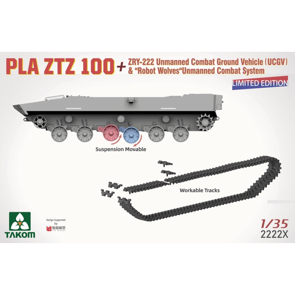Takom 1/35 PLA ZTZ 100 + ZRY-222 Unmanned Combat Ground Vehicle Robot Wolves Unmanned Combat System