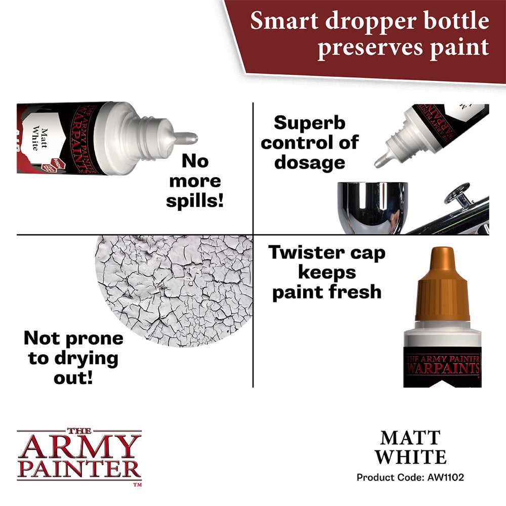 The Army Painter AW1102 Warpaints Air Matt White 18ml Acrylic Paint