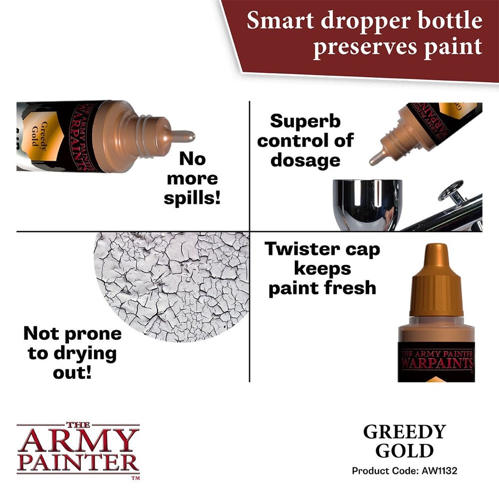 The Army Painter AW1132 Warpaints Air Greedy Gold 18ml Acrylic Paint