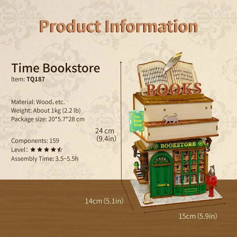 Tonecheer Time Bookstore Storage Book Nook