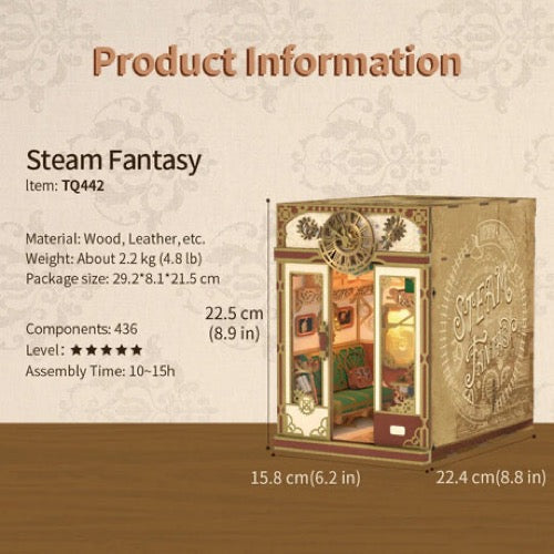 Tonecheer Infinity Train Cabin Steam Fantasy Book Nook