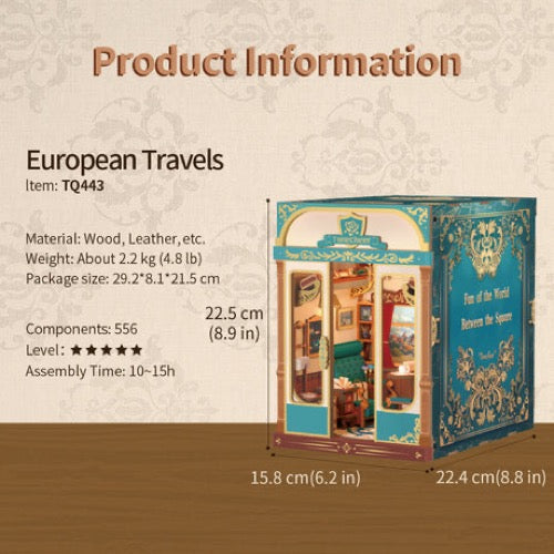 Tonecheer Infinity Train Cabin European Travels Book Nook