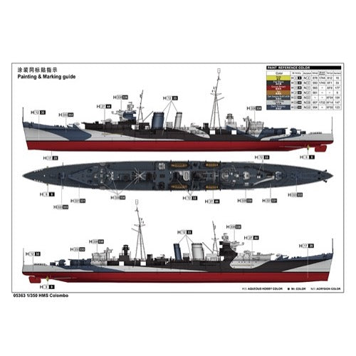 Trumpeter 05363 1/350 HMS Colombo C-class Light Cruiser Plastic Model Kit 9580208053639