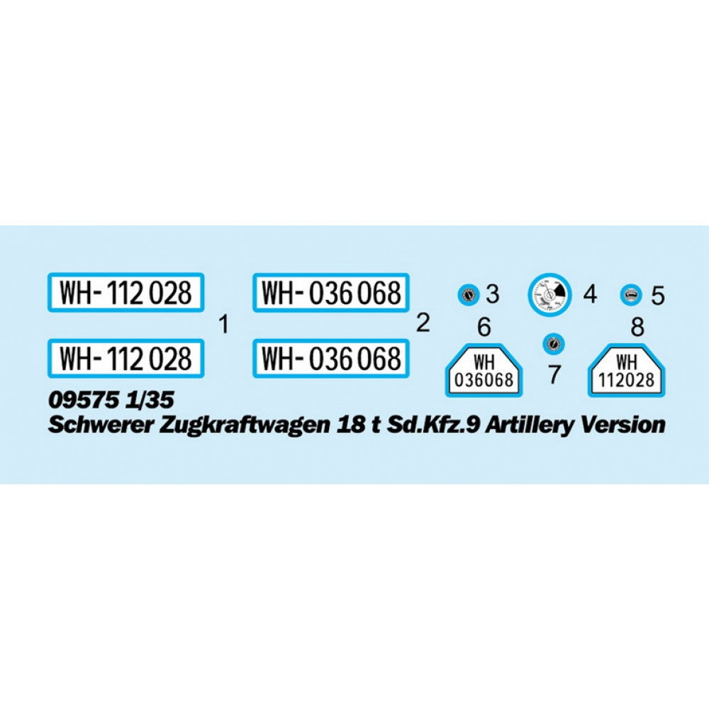 Trumpeter 09575 1/35 Schwerer Zugkraftwagen 18 t Sd.Kfz.9 Artillery Version 9580208095752