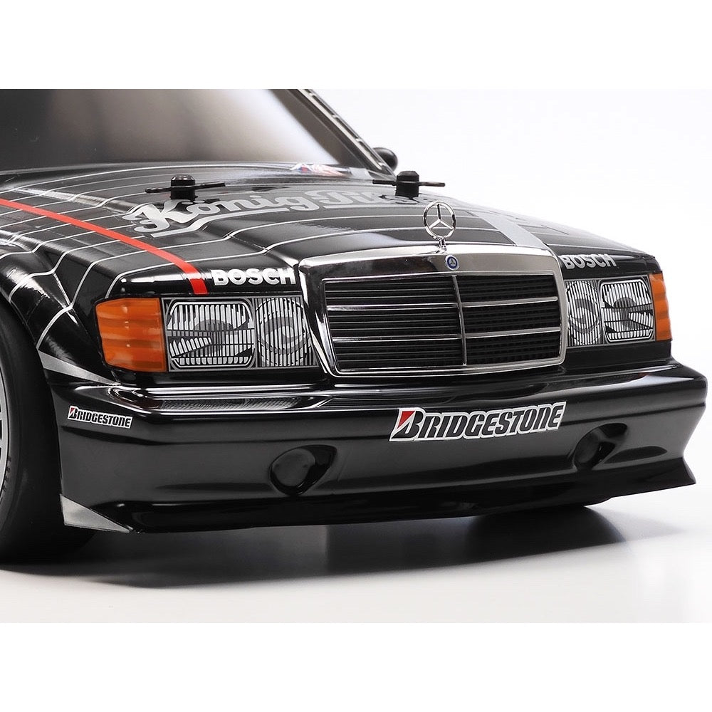 Tamiya 47525 1/10 1991 Mercedes-Benz 190 E 2.5-16 EVO II RC Car Kit with Blasil Black/Silver Painted Body (TT-02)