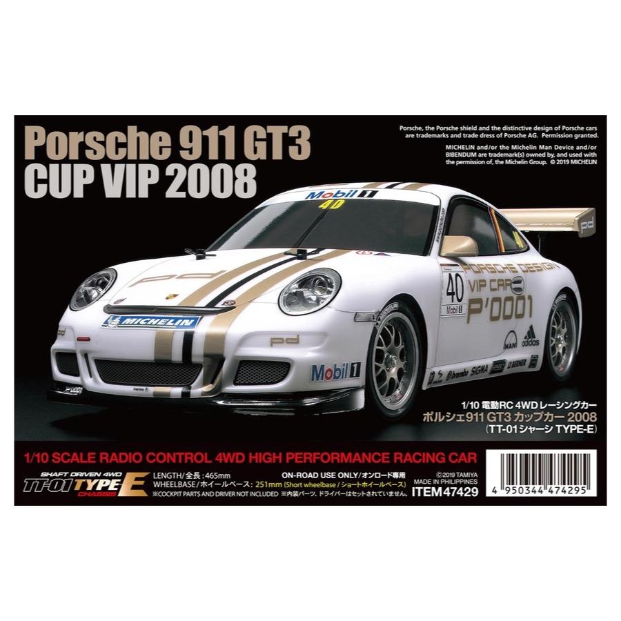 Tamiya 47429 Porsche 911 GT3 CUP VIP 2008 with TT-01 Type-E Chassis 1/10 4WD RC 