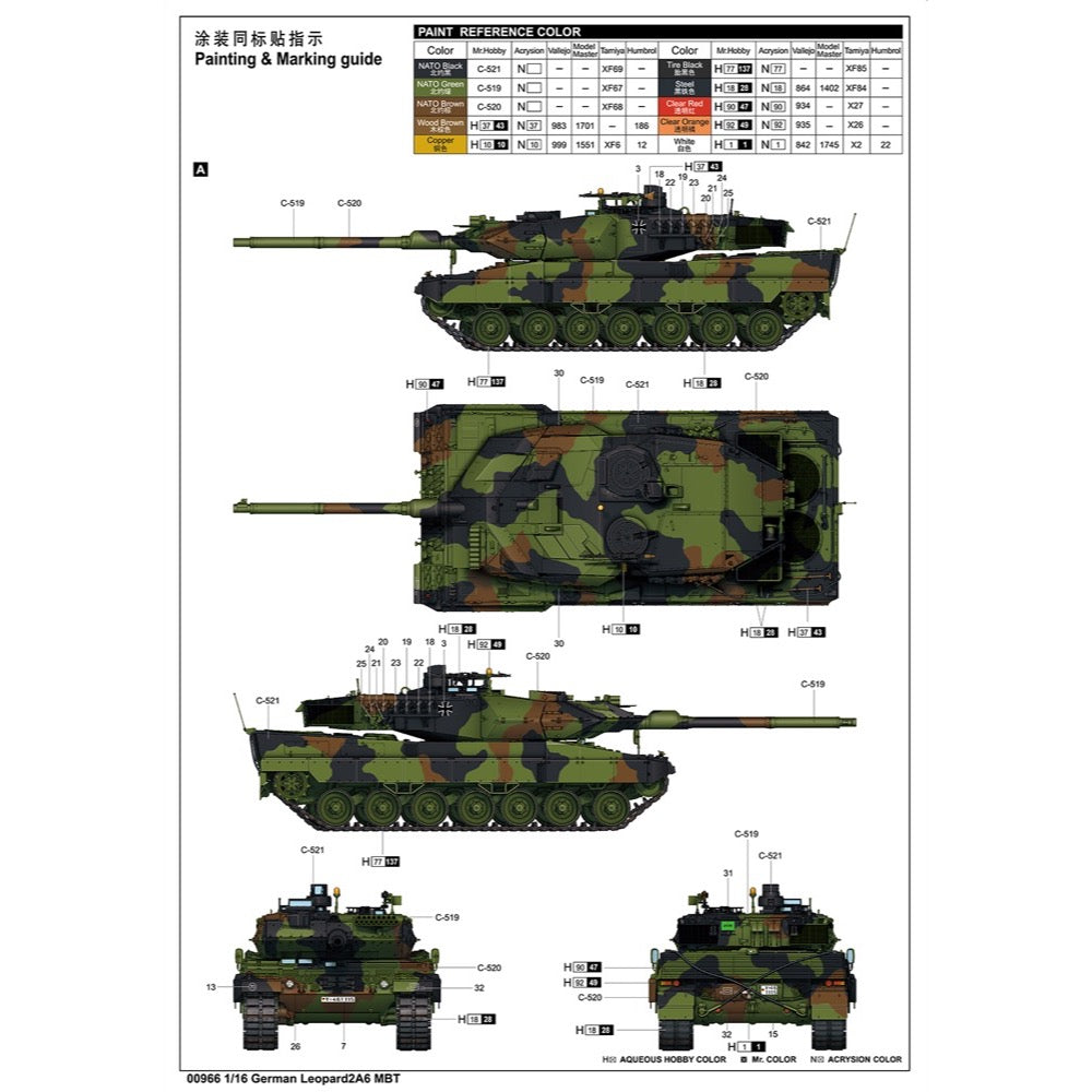 Trumpeter 1/16 German Leopard2A6 MBT Plastic Model Kit