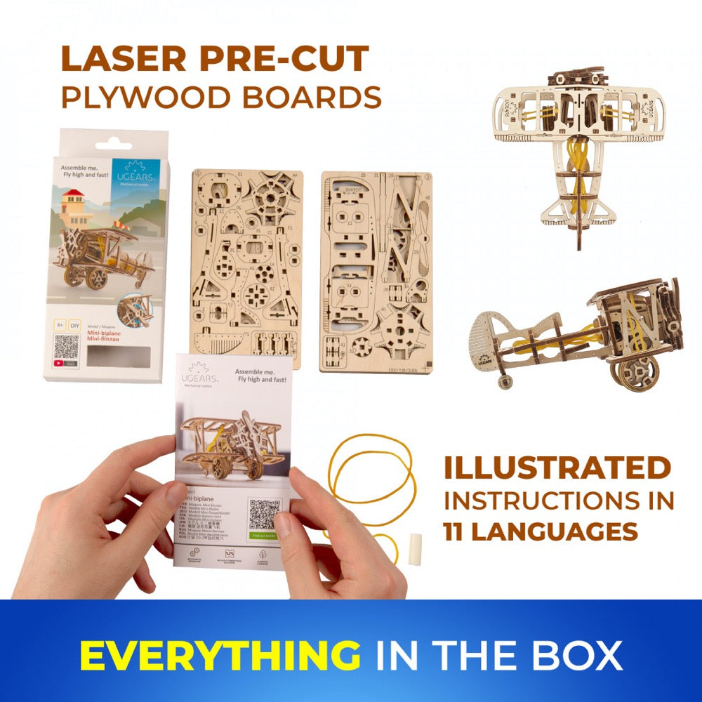 Ugears 70159 Mini Bi-Plane 84pc