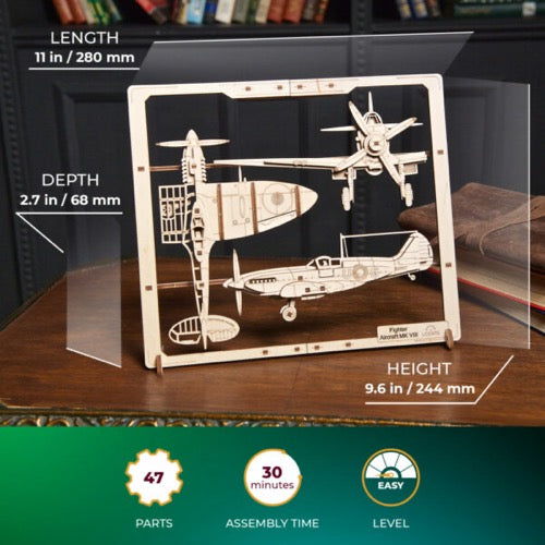 Ugears 70196 Fighter Aircraft 2.5D Puzzle 47pc