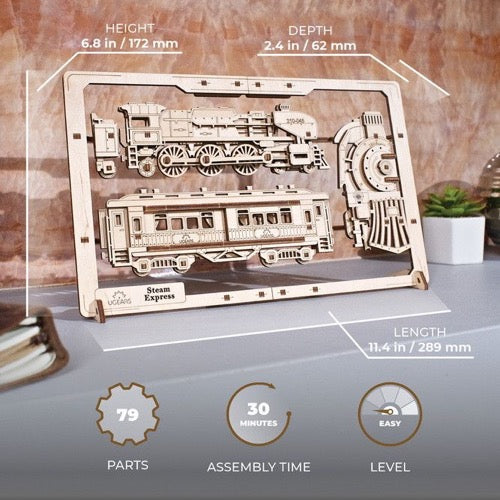 Ugears 70207 Steam Express 2.5D Puzzle 79pc