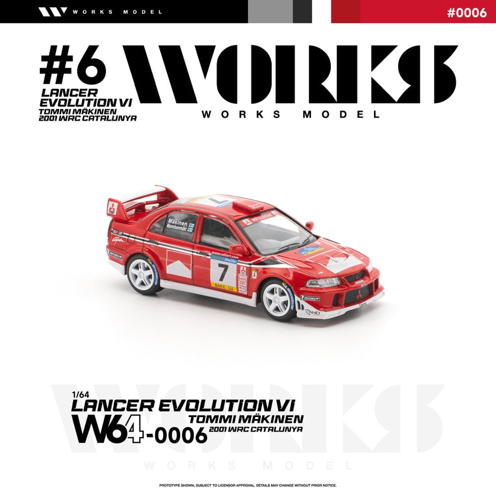 Works Model 1/64 Mitsubishi Lancer Evolution VI Tommi Makinen¬†2001 WRC Catalunya