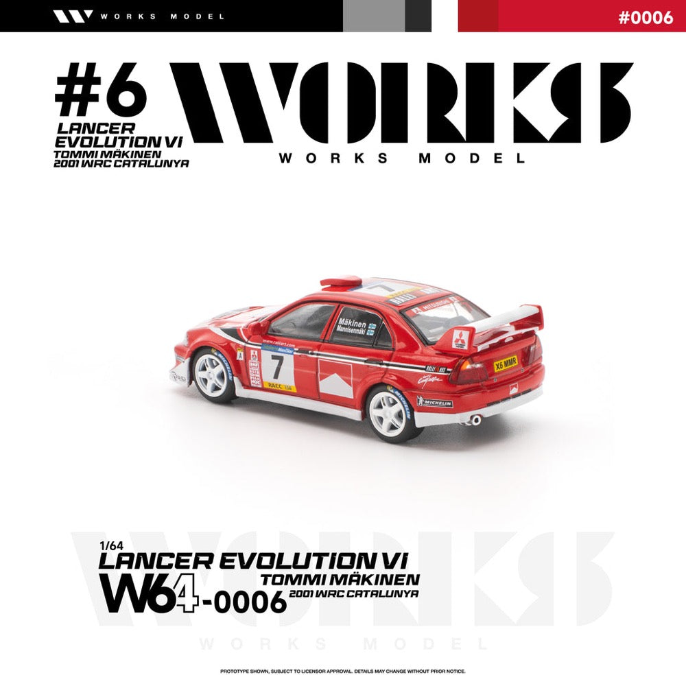 Works Model 1/64 Mitsubishi Lancer Evolution VI Tommi Makinen¬†2001 WRC Catalunya