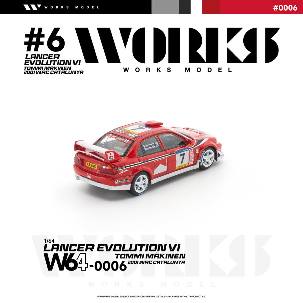 Works Model 1/64 Mitsubishi Lancer Evolution VI Tommi Makinen¬†2001 WRC Catalunya