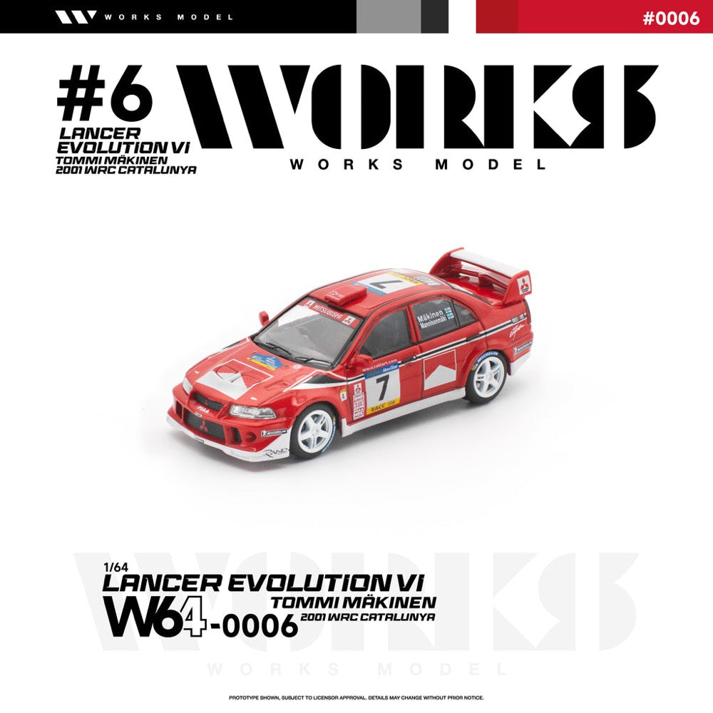 Works Model 1/64 Mitsubishi Lancer Evolution VI Tommi Makinen¬†2001 WRC Catalunya