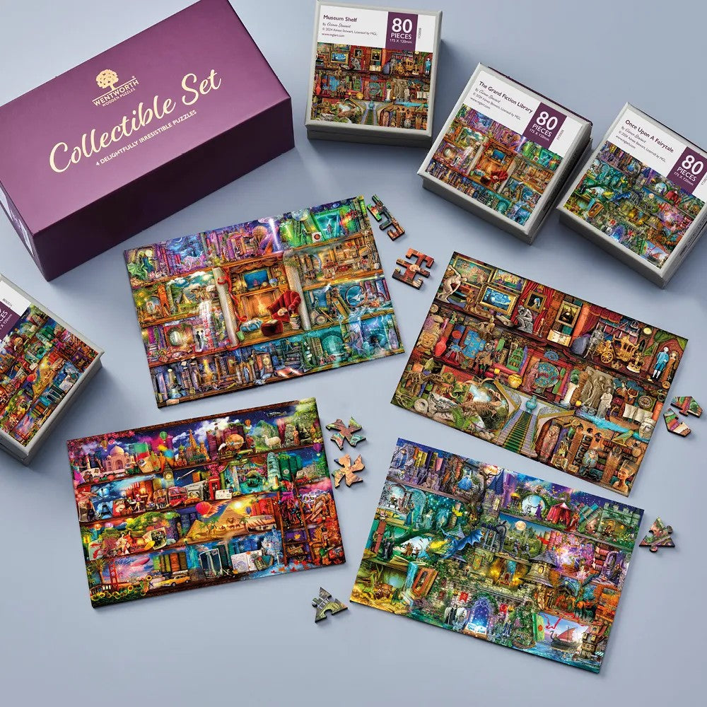 Wentworth World of Books 4 x 80pc Wooden Jigsaw Puzzle
