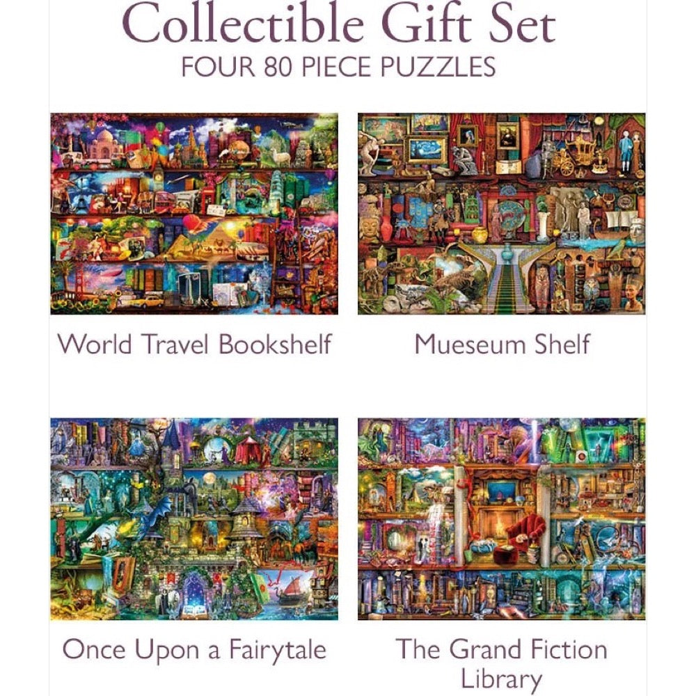 Wentworth World of Books 4 x 80pc Wooden Jigsaw Puzzle