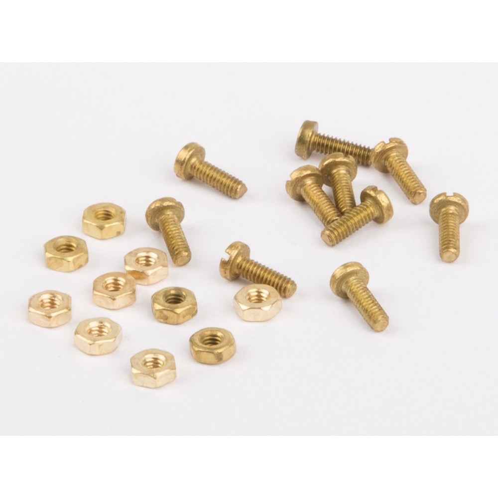 Wilesco 1543 Screws And Nuts M2. Each 10 Pc.. Brass