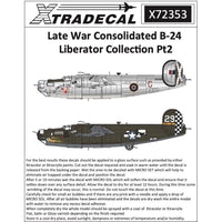 Xtradecal 72353 1/72 Late War Consolidated B-24 Liberator Collection Pt2 Decal Set