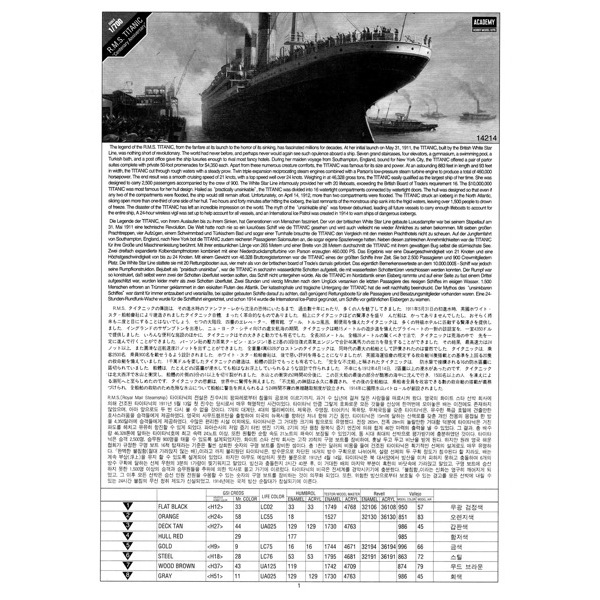 Academy 14214 1/700 Titanic Ship Passenger RMS Coloured