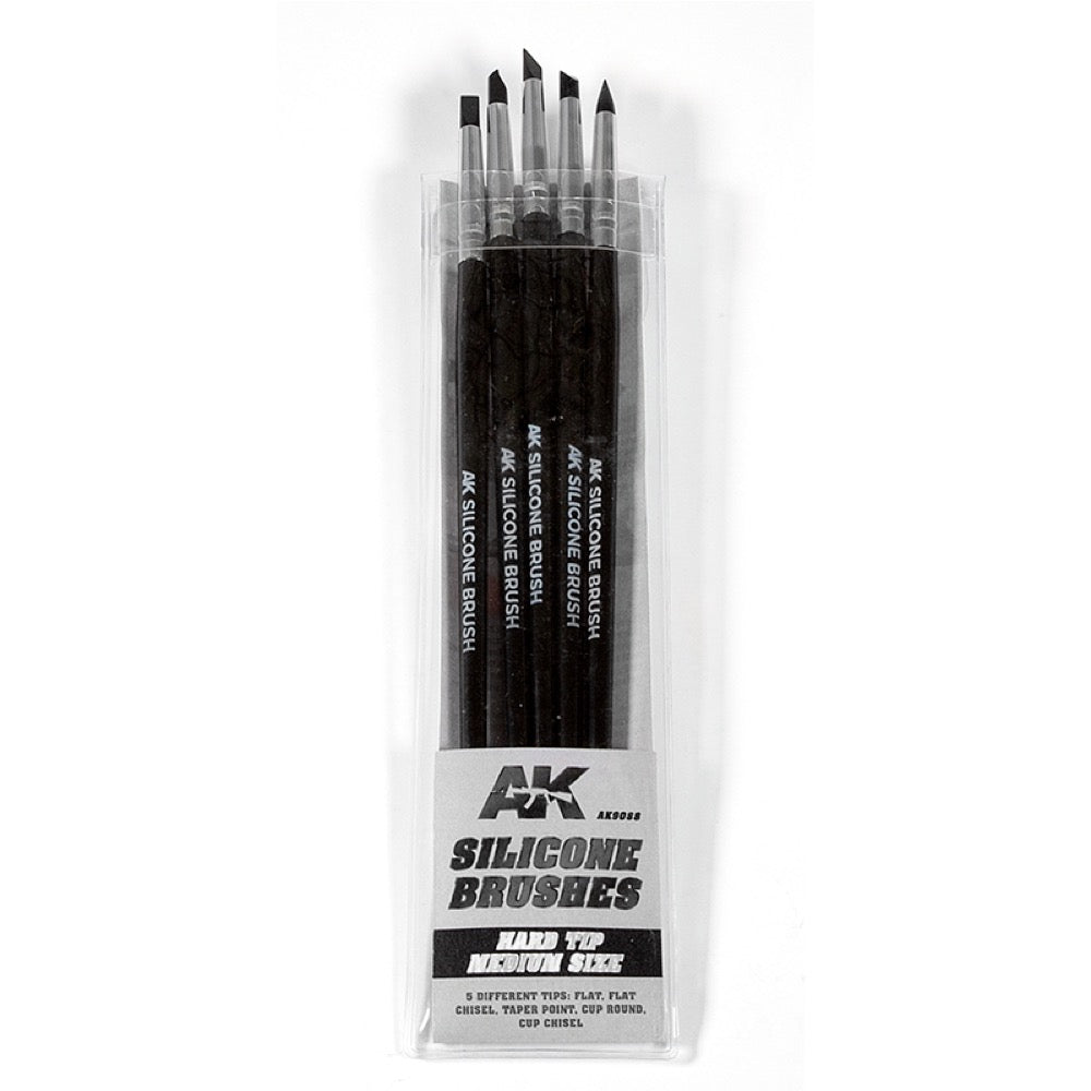 AK Interactive 9088 Silicone Brushes Hard Tip Medium 5pc