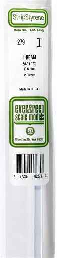 Evergreen 00279 Styrene I-Beam .375 in/ 9.5mm 14in/35cm - 2