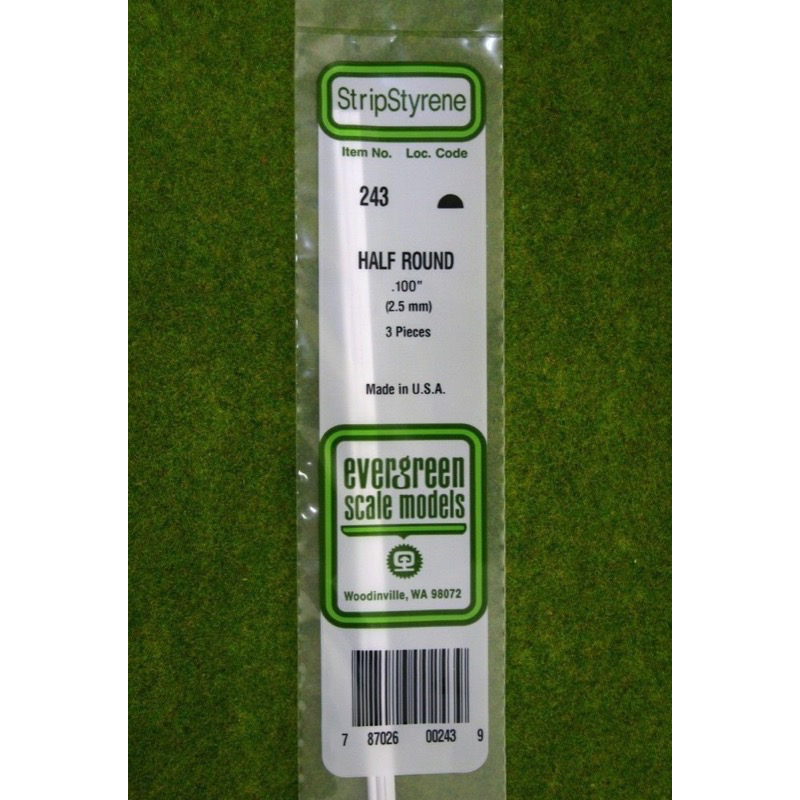 Evergreen 00243 Half Round 0.100 x 14in / 2.5mm x 36cm - 3