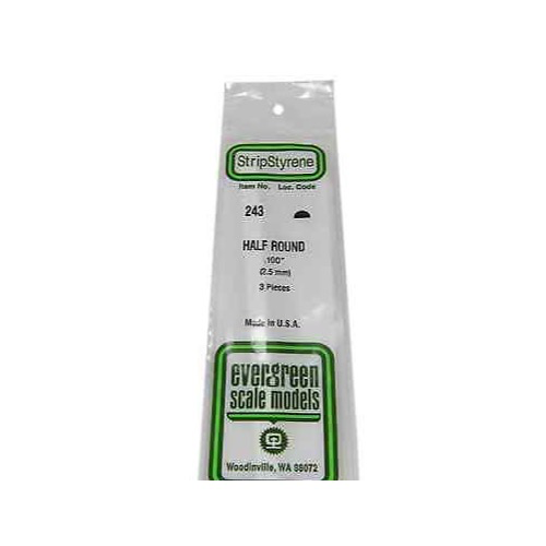 Evergreen 00243 Half Round 0.100 x 14in / 2.5mm x 36cm - 3