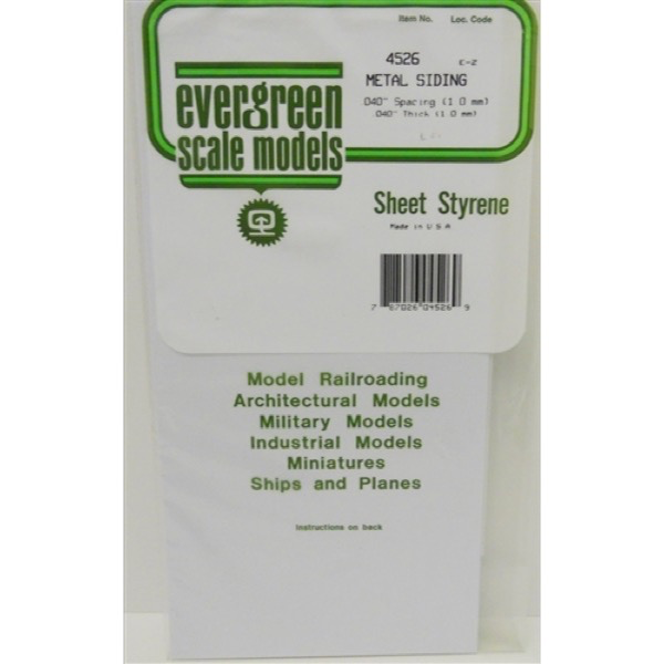 Evergreen 4526 White Styrene Metal Siding Sheet 0.040 x 6 x 12in / 1mm x 15cm x 30cm 1pc
