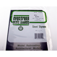 Evergreen 09511 Styrene Black Sheets .010in/0.25mm - 6inx12in(x4)