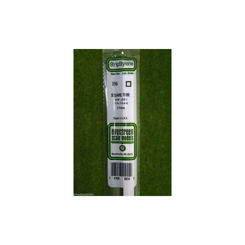 Evergreen 00255 Styrene Square Tube 0.312 x 14in / 7.9mm x 36cm - 2