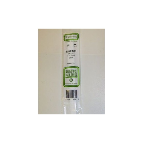 Evergreen 00255 Styrene Square Tube 0.312 x 14in / 7.9mm x 36cm - 2