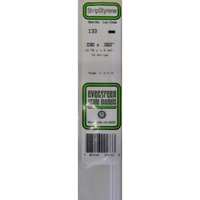 Evergreen 00133 Styrene Strips 0.030 x 0.060 x 14in / 0.76mm x 1.5mm x 36cm - 10