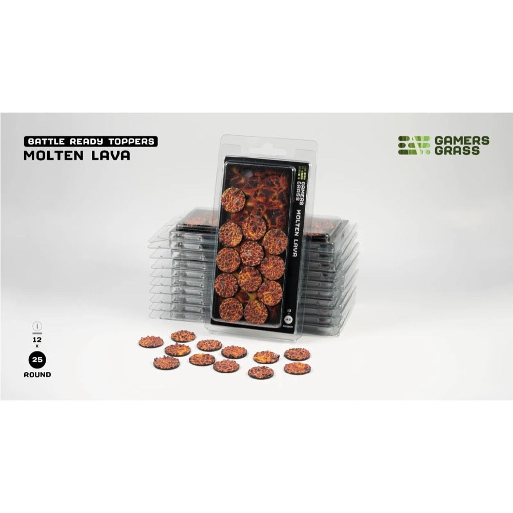Gamers Grass Battle Ready Toppers Molten Lava Round 25mm 12pc