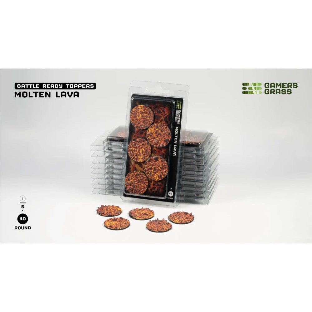 Gamers Grass Battle Ready Toppers Molten Lava Round 40mm 5pc