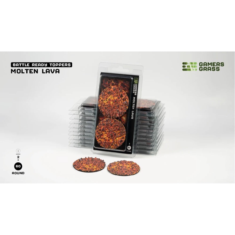 Gamers Grass Battle Ready Toppers Molten Lava Round 60mm 2pc