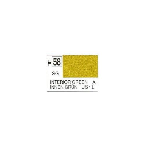 Mr Hobby (Gunze) H058 Aqueous Semi-Gloss Interior Green Acrylic Paint 10ml