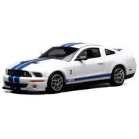 GreenLight x MotorHelix 1/64 Ford Mustang Shelby GT500 2007 White Blue Dual Stripes