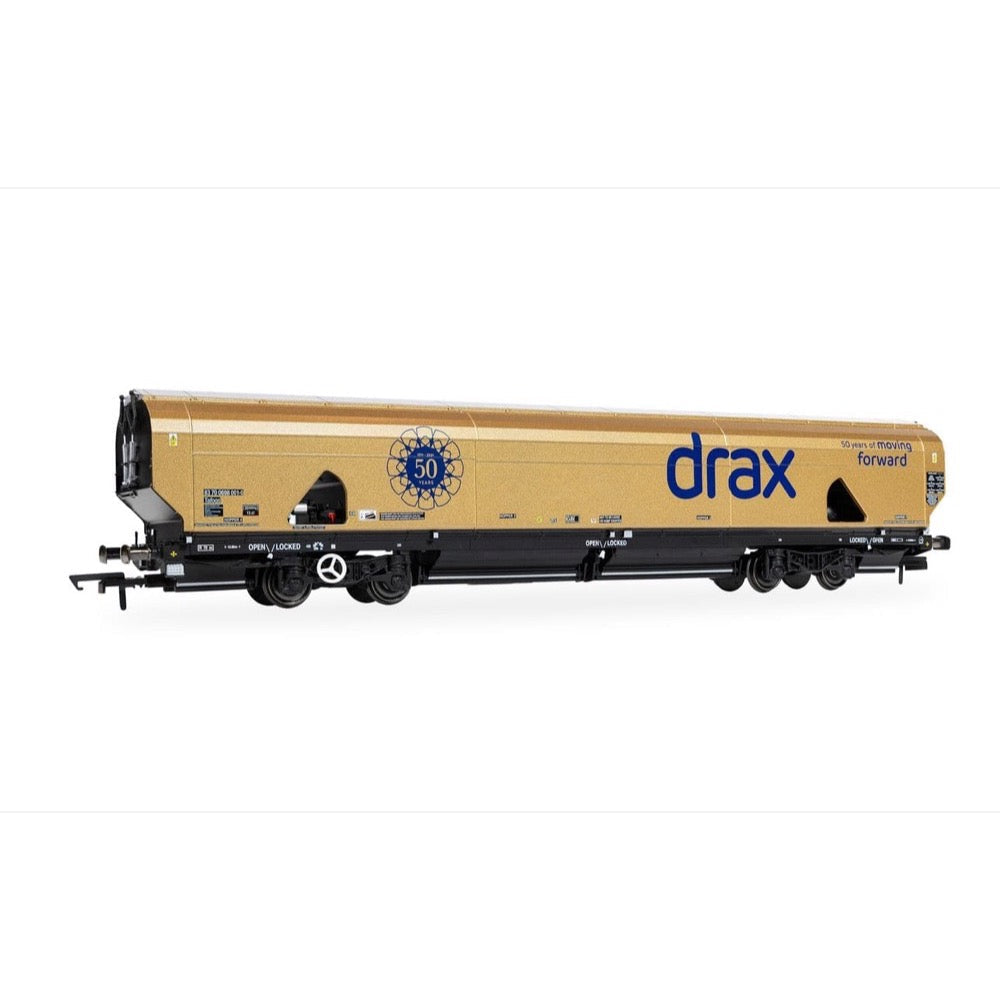 Hornby Drax Biomass Wagon Gold Livery Drax 50th Anniversary