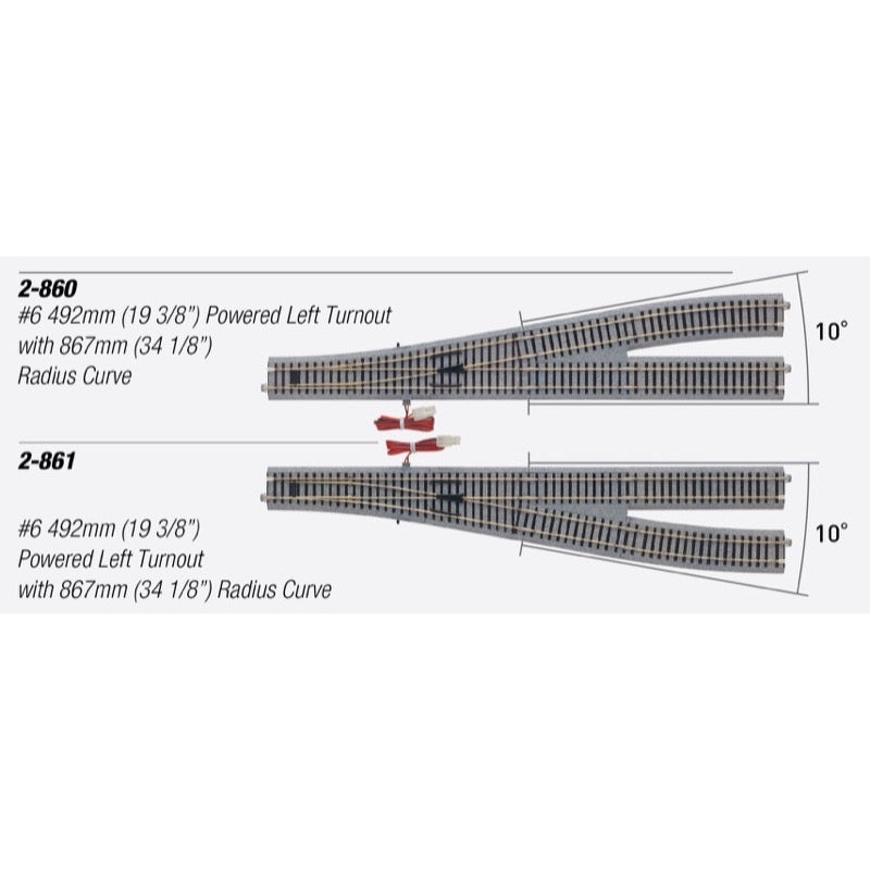 Kato 2-860 HO Unitrack #6 Left Hand Turnout Powered - Metro Hobbies