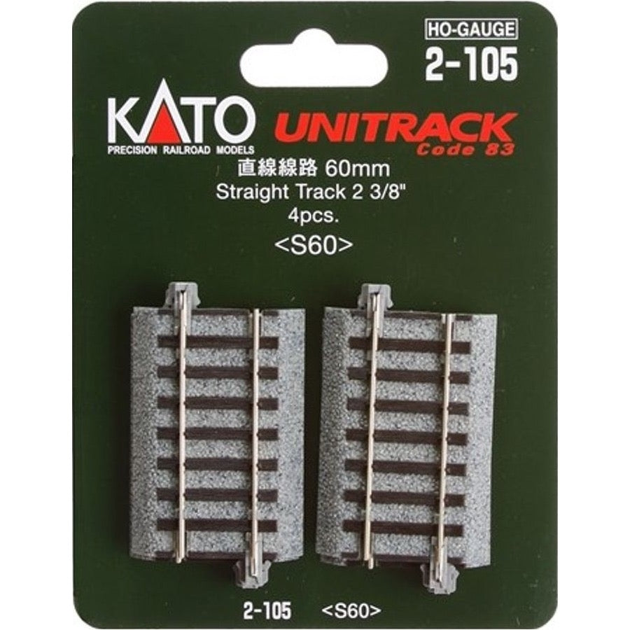 Kato 2-105 HO Unitrack Straight Track 60mm 4 Pack - Metro Hobbies